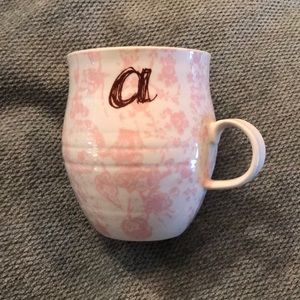 Anthropologie pink white initial mug A available